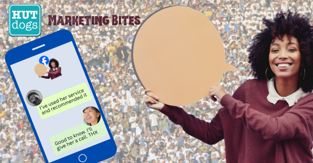 Blog header word of mouth woman with speech bubble